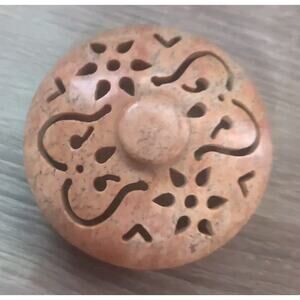 Carved Cut Out Soap Stone Potpourri Herb Or Incense Burner Dish With Lid